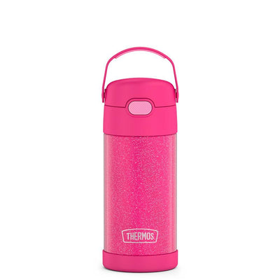 12 ounce Funtainer water bottle, Pink Glitter.