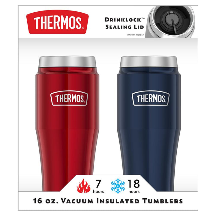 16oz STAINLESS STEEL TRAVEL TUMBLER - 2 PACK