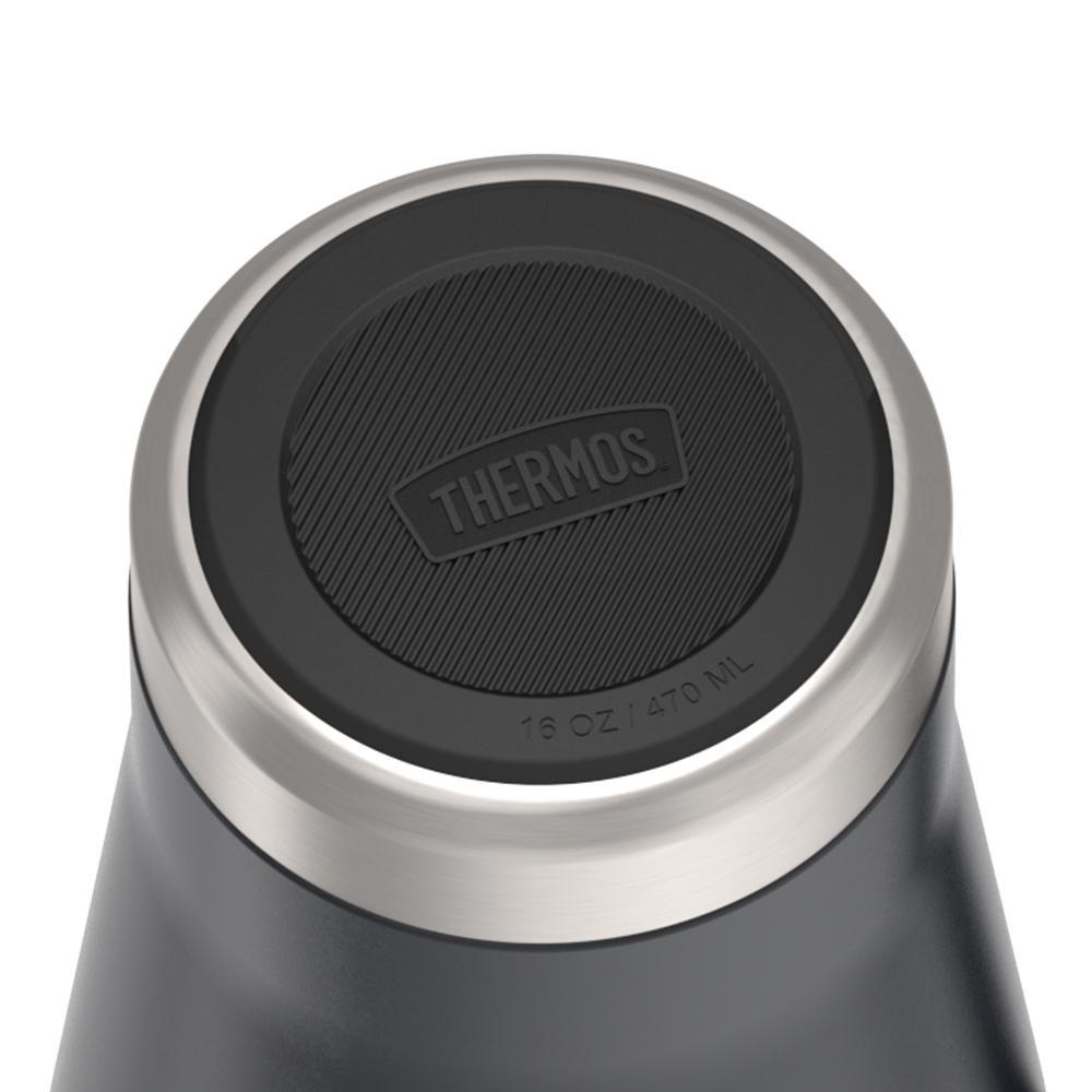 Thermos 16 ounce Stainless Steel Mug with handle, base view of non-slip base, Granite Black.