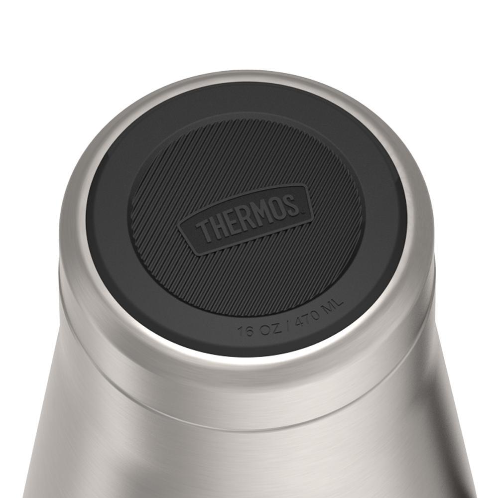 Thermos 16 ounce Stainless Steel Mug with handle, base view of non-slip base, Matte Stainless Steel.