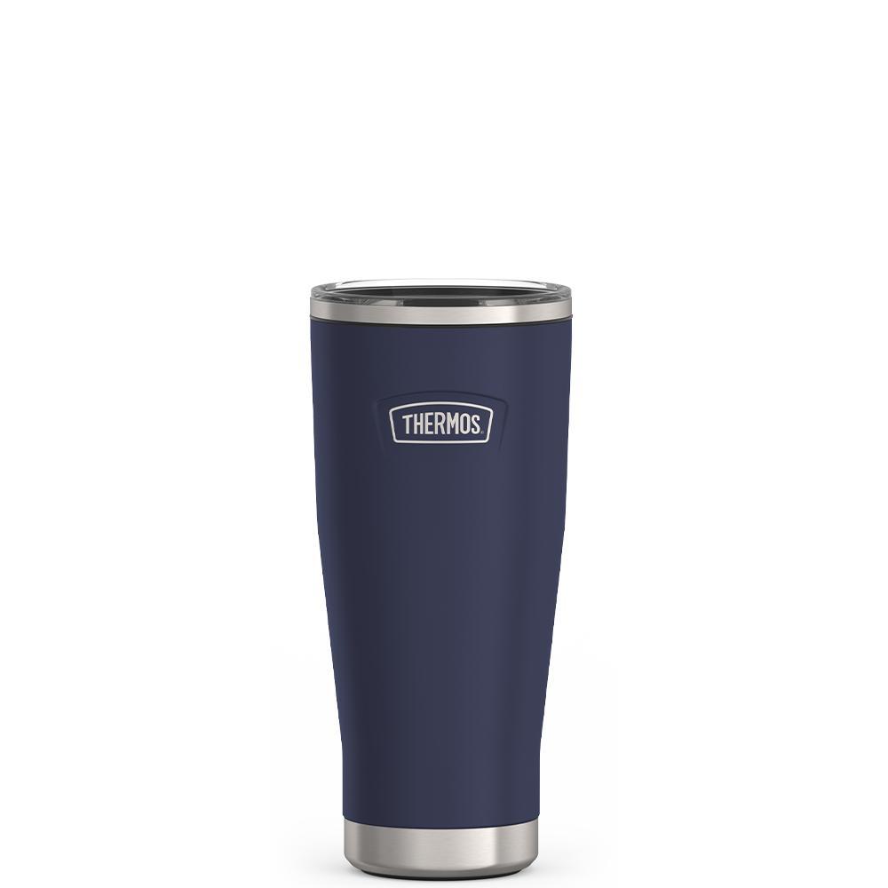 Thermos 18 ounce Stainless Steel Tumbler with slide lock lid, front view, Mystic Navy.