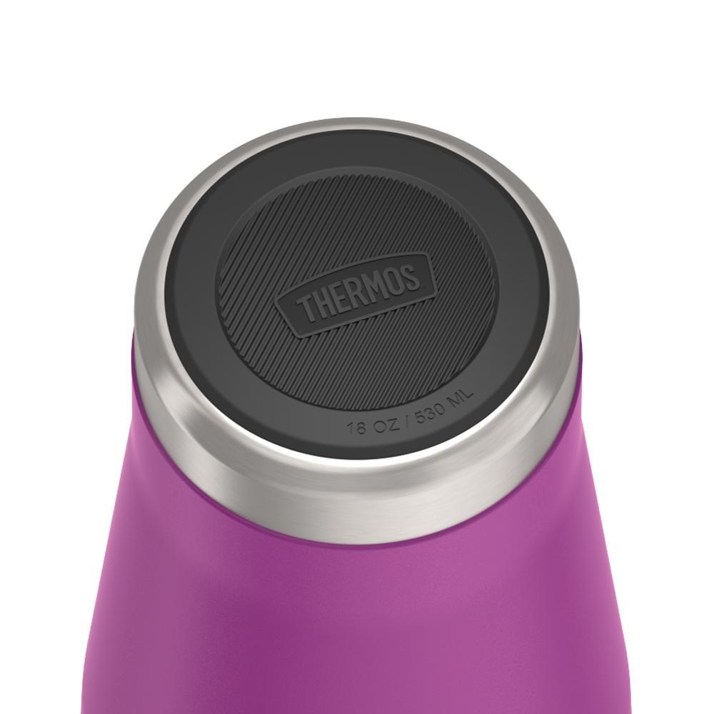 Thermos 18 ounce Stainless Steel Tumbler with slide lock lid, base view of non-slip base, Plum Purple.