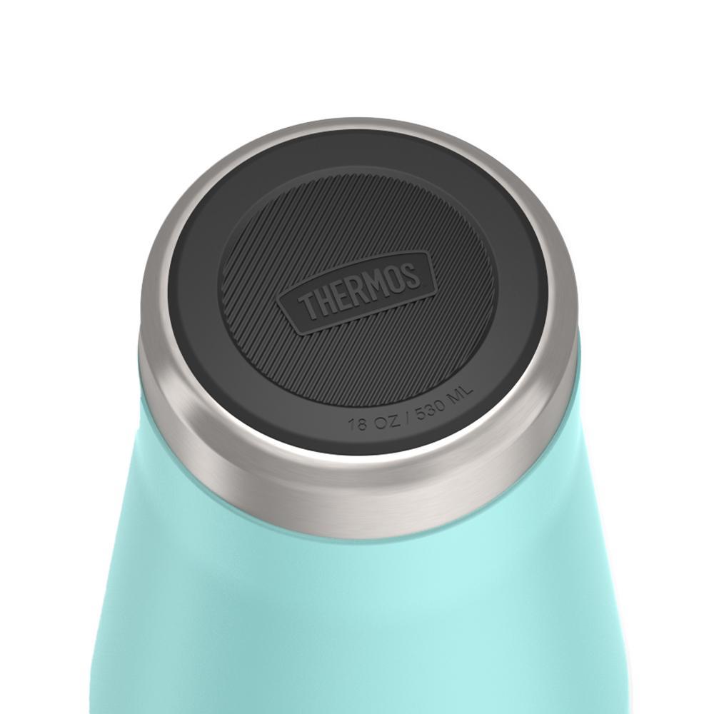 Thermos 18 ounce Stainless Steel Tumbler with slide lock lid, base view of non-slip base, Sea Green.