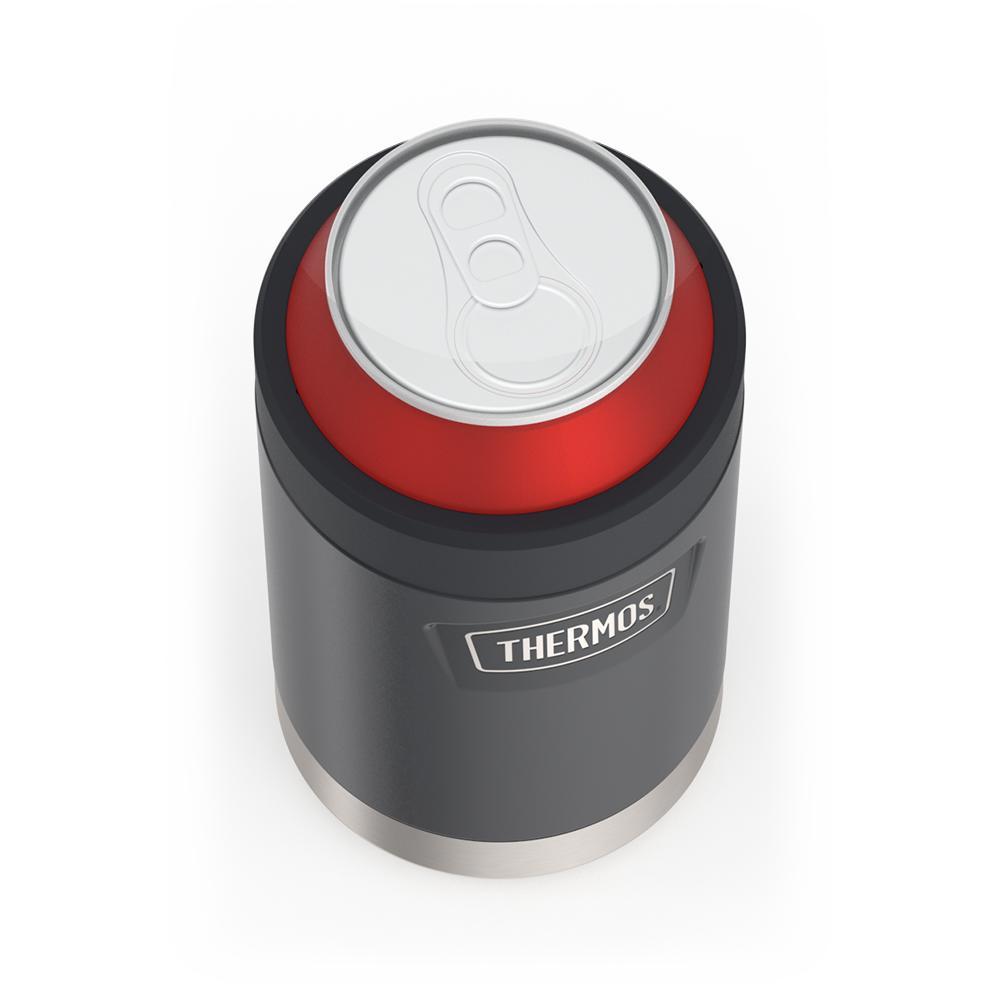 12 ounce can insulator with Quick Change retention ring to secure the can, Granite, top view with can inside.