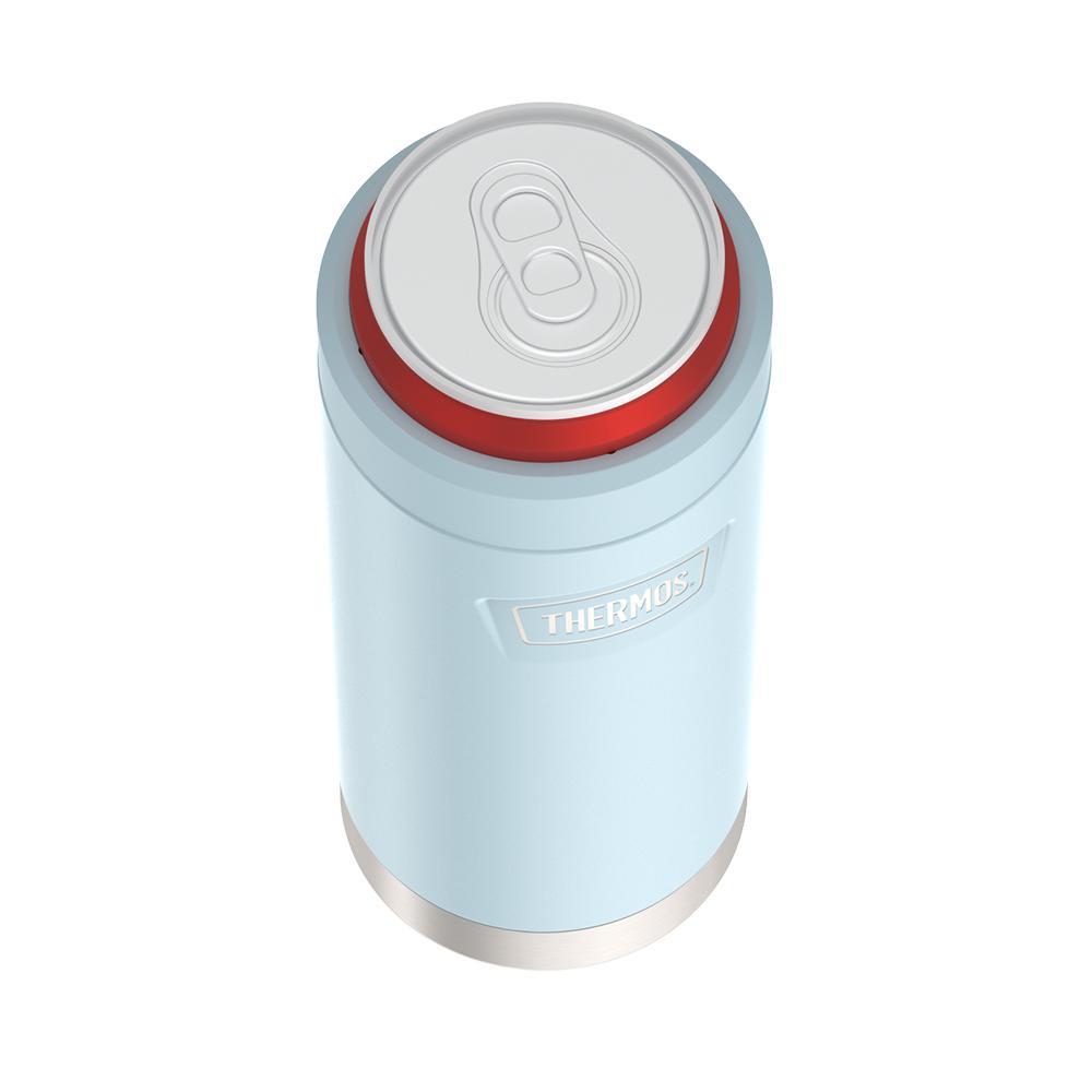 12 ounce Slim Can Insulator with Quick Change retention ring to secure the can, Glacier, top view.