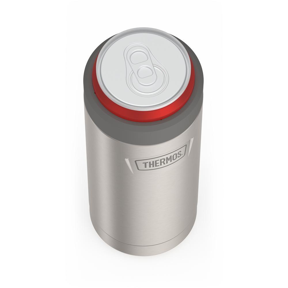 12 ounce Slim Can Insulator, Matte Stainless Steel, top view.