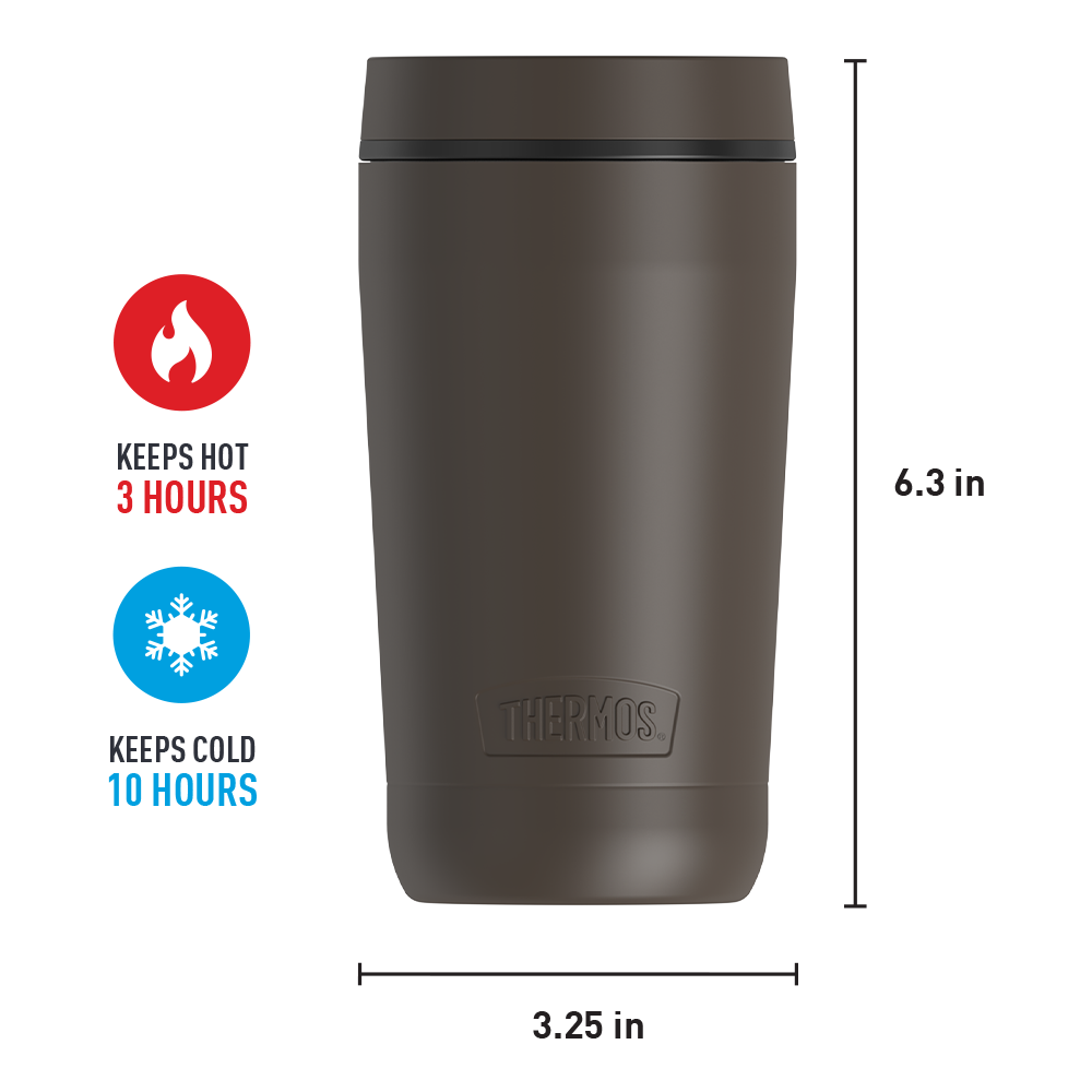 12 ounce alta tumbler, espresso black, hot and cold hours.