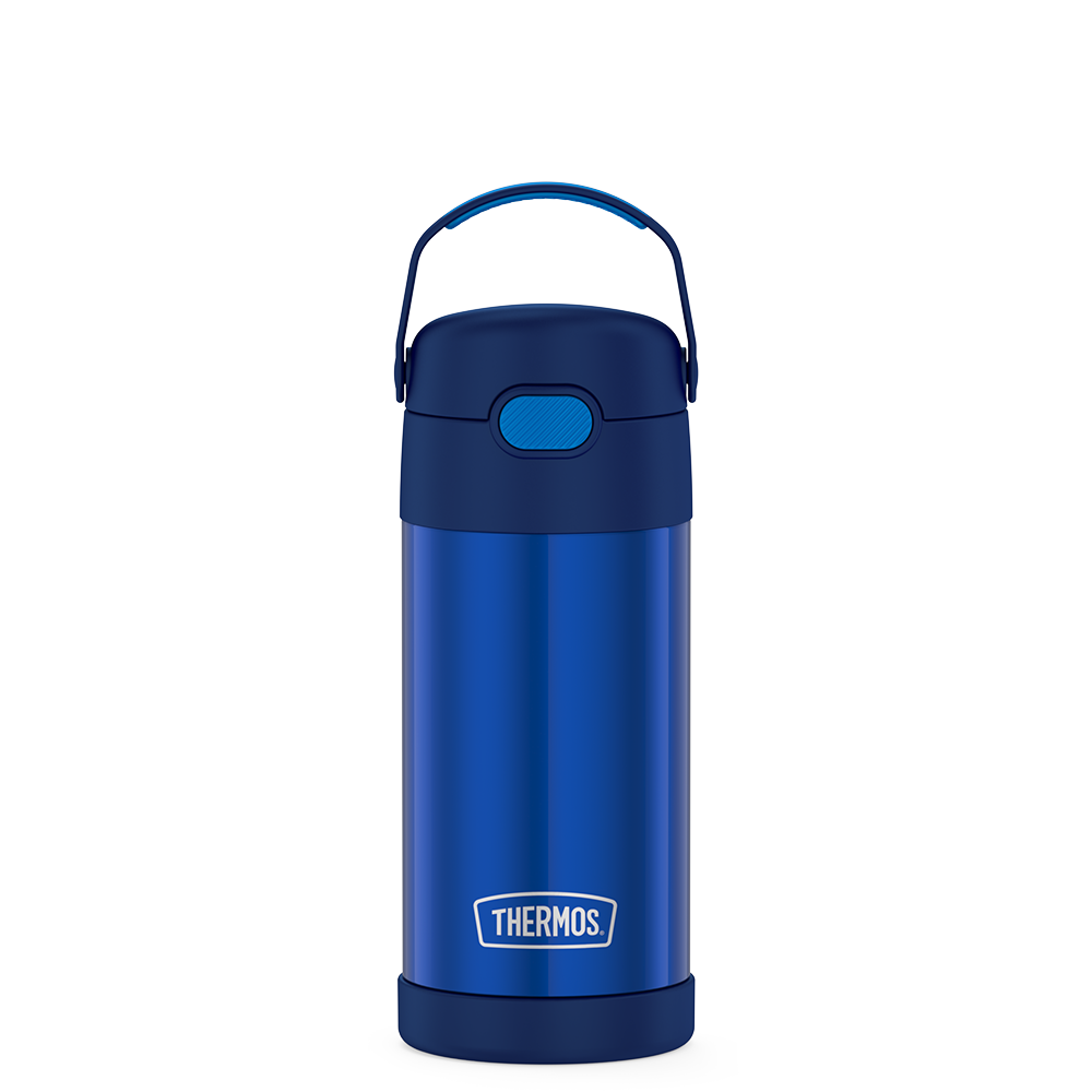 12 ounce Funtainer water bottle, navy blue.