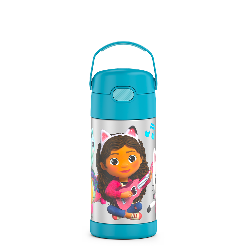 12 ounce Funtainer water bottle, Gabby's Dollhouse - Blue.