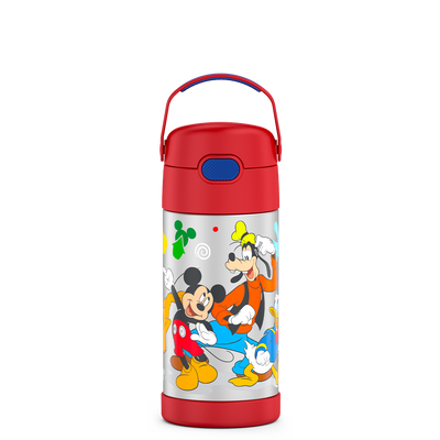 12 ounce Funtainer water bottle, Preschool Mickey Mouse, Red.