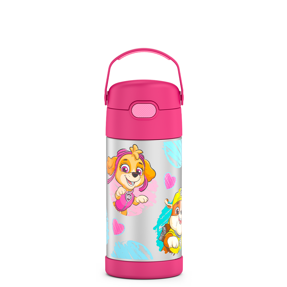 12 ounce Funtainer water bottle, Paw Patrol, Pink.